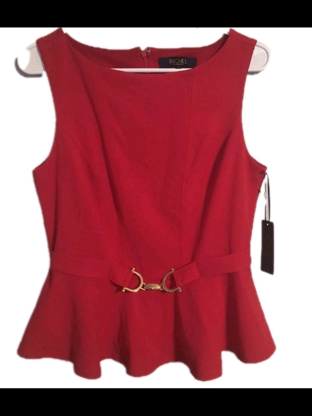 Nwt Rachel Roy Red Sleeveless Peplum Top with Gold Accent Size Small
